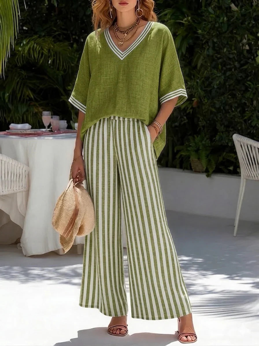 Conjunto Mujer de Rayas Diseño Casual y Elegante