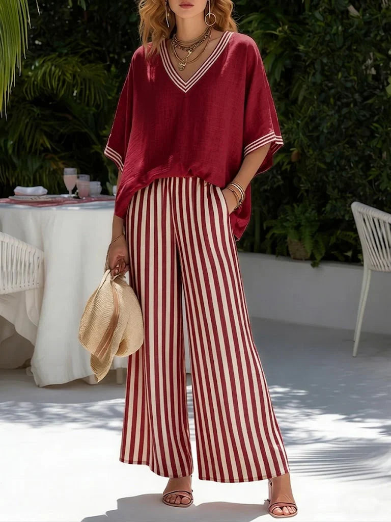 Conjunto Mujer de Rayas Diseño Casual y Elegante