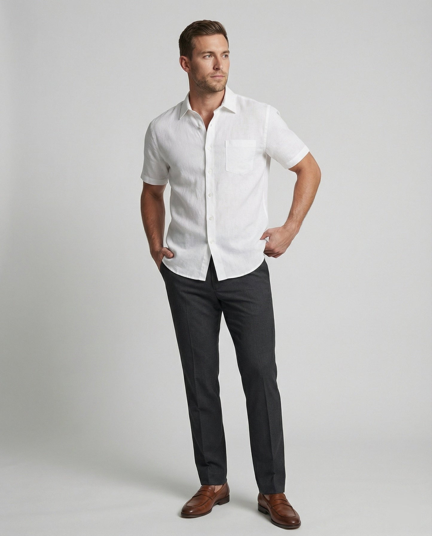 Camisa hombre manga corta estampado tropical estilo hawaiano