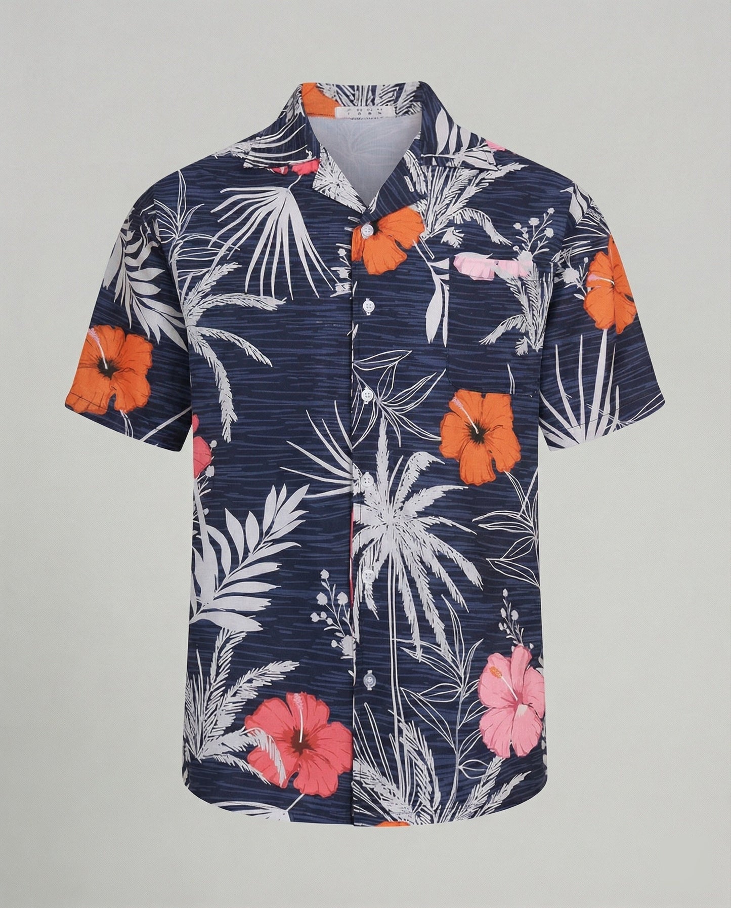 Camisa hombre manga corta estampado tropical estilo hawaiano