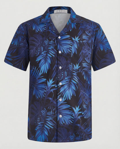 Camisa hombre manga corta estampado tropical estilo hawaiano