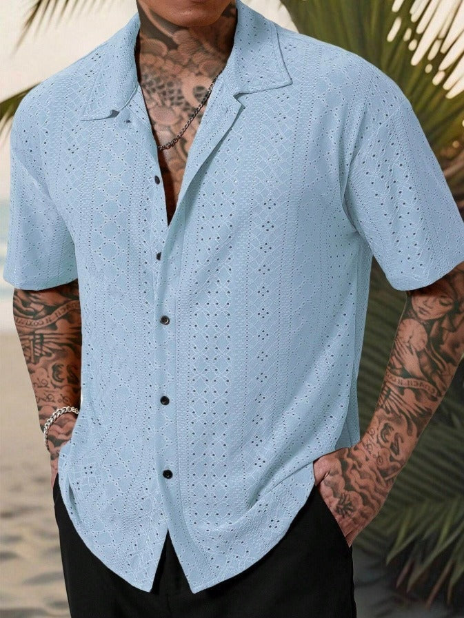 Camisa Hombre Estampada Manga Corta Cuello Clásico - Mavetta