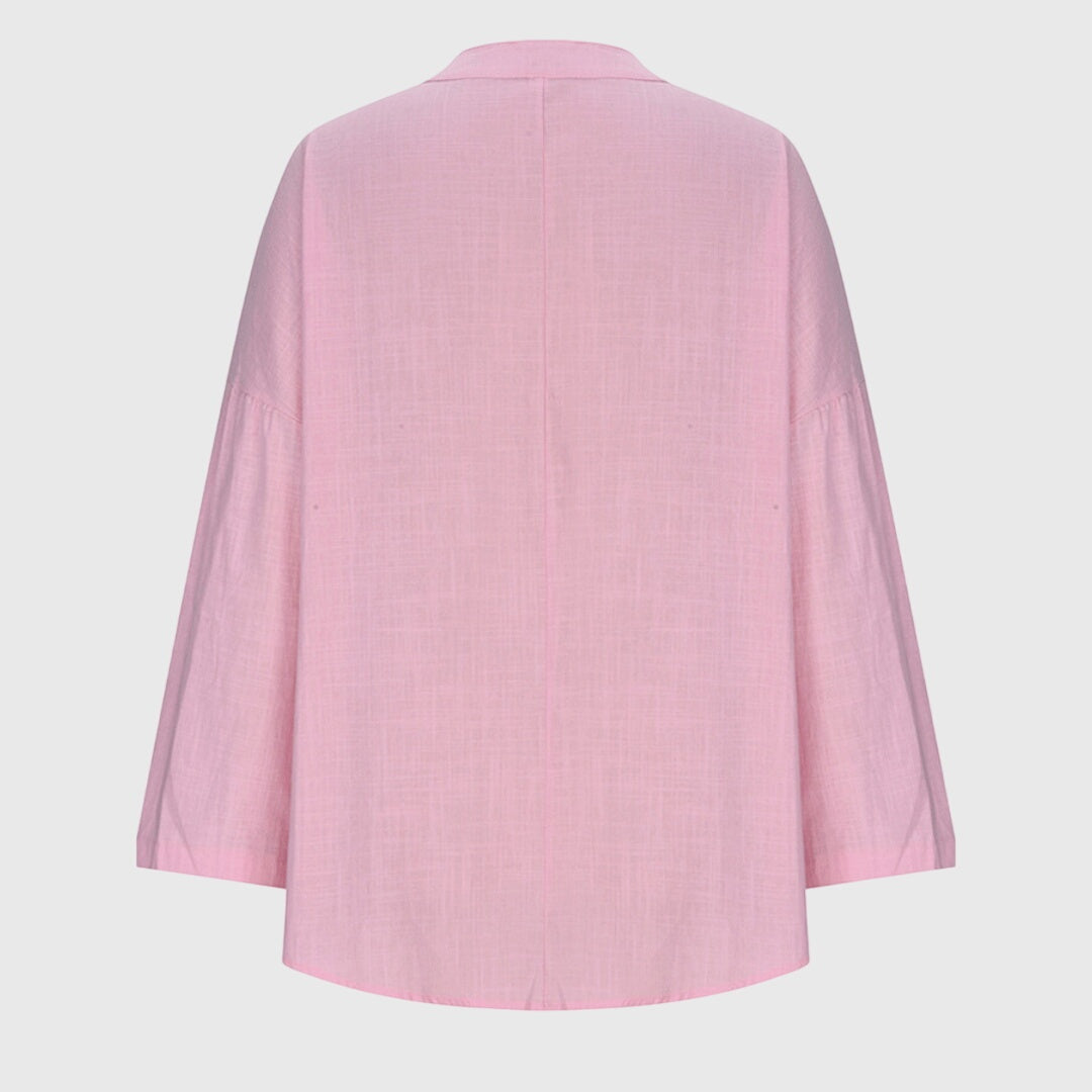 Blusa Mujer Escote en V Manga Larga Corte Holgado