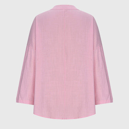 Blusa Mujer Escote en V Manga Larga Corte Holgado