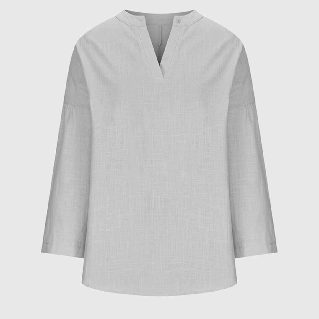 Blusa Mujer Escote en V Manga Larga Corte Holgado