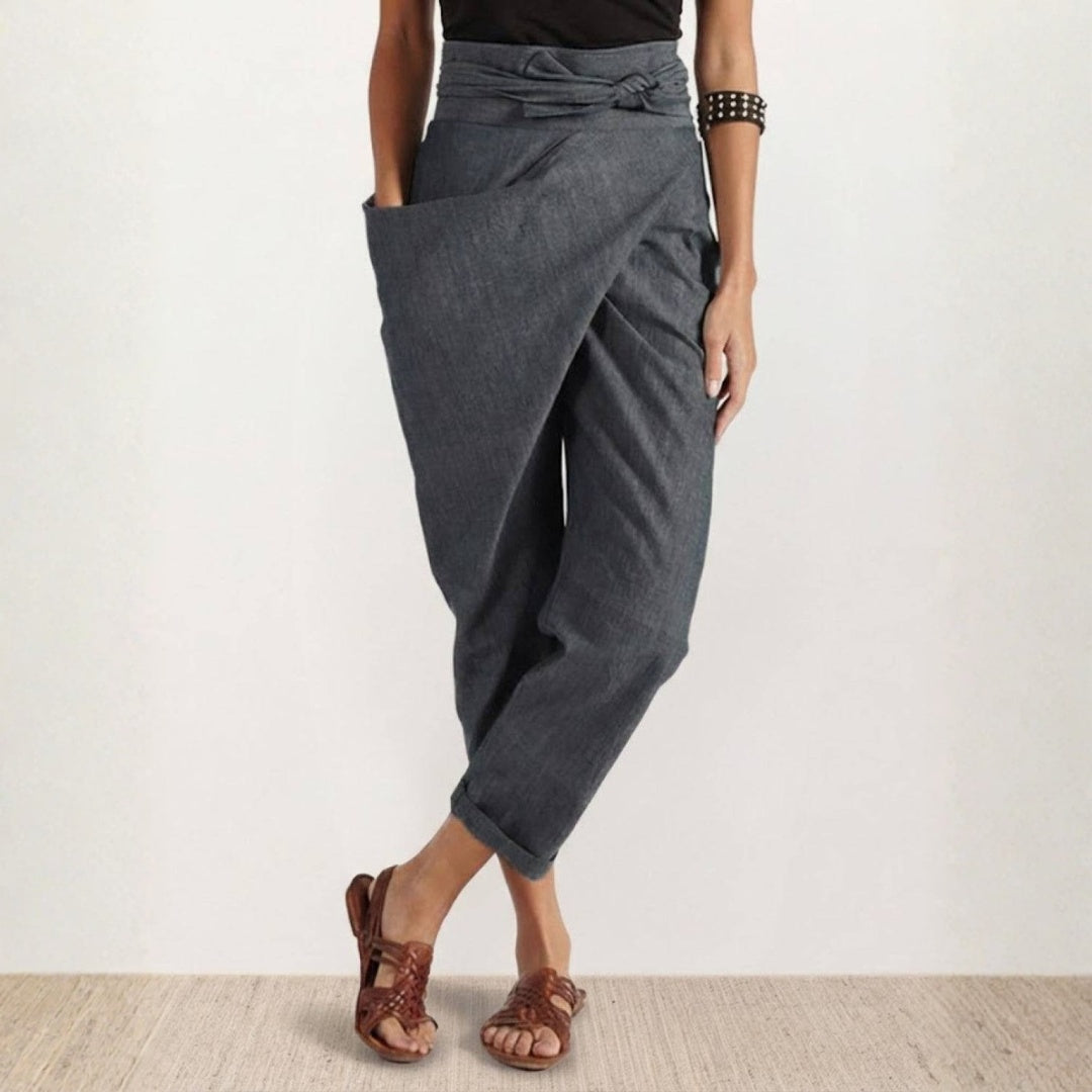 Pantalón Palazzo Mujer Cintura Alta Lazo Ajustable - Mavetta
