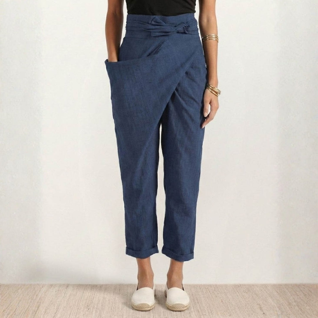 Pantalón Palazzo Mujer Cintura Alta Lazo Ajustable