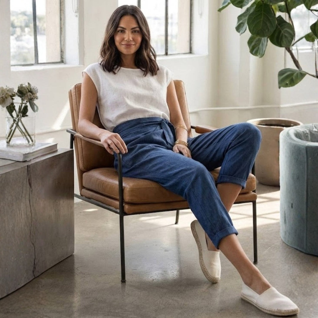 Pantalón Palazzo Mujer Cintura Alta Lazo Ajustable