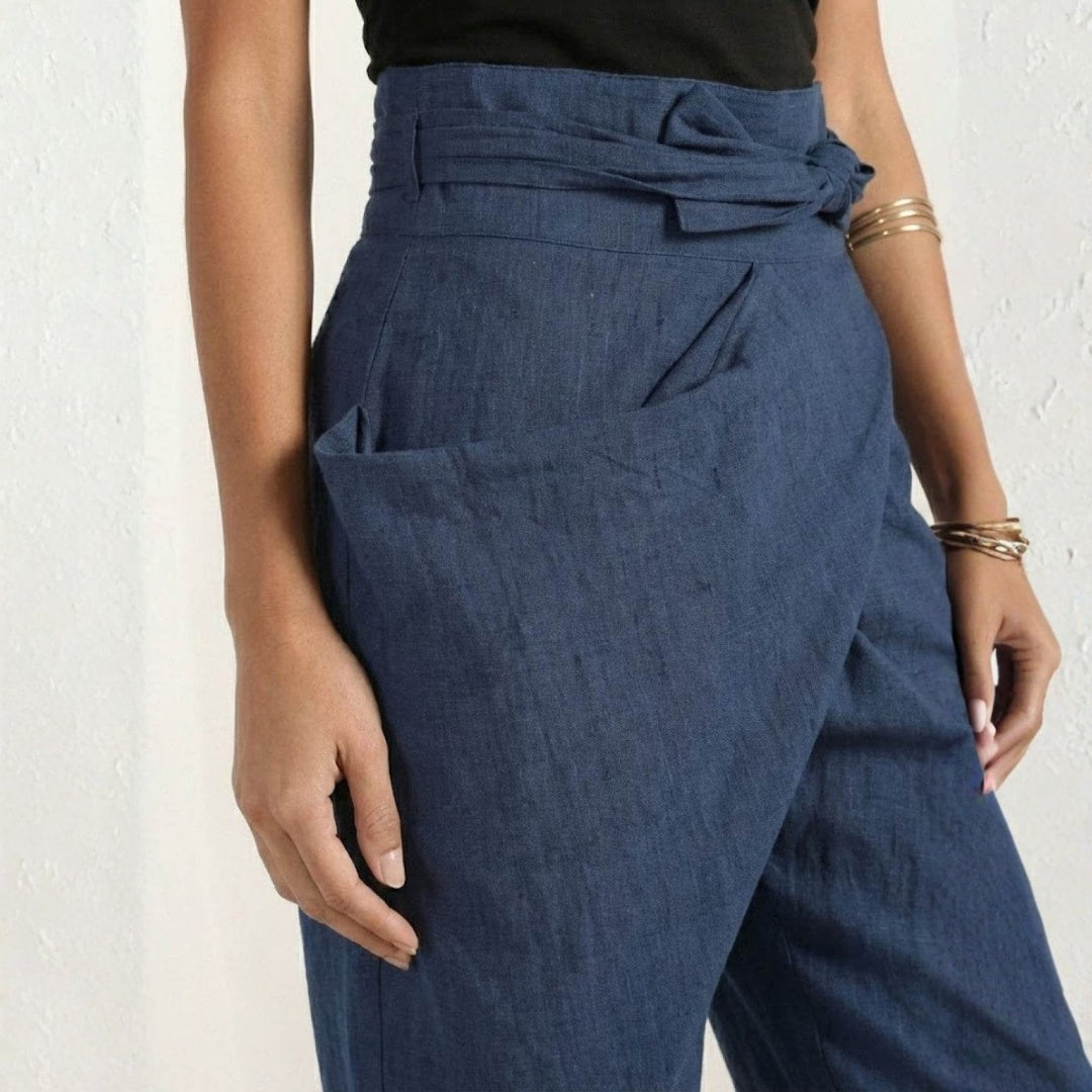 Pantalón Palazzo Mujer Cintura Alta Lazo Ajustable