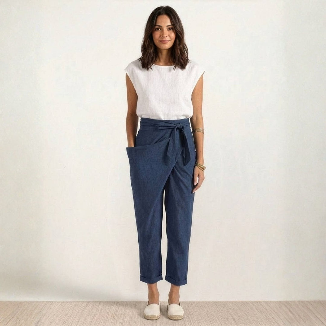Pantalón Palazzo Mujer Cintura Alta Lazo Ajustable