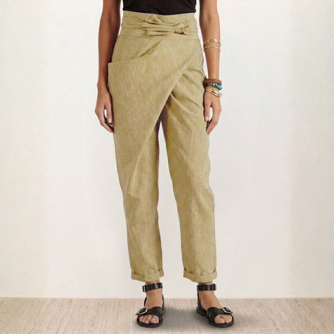Pantalón Palazzo Mujer Cintura Alta Lazo Ajustable