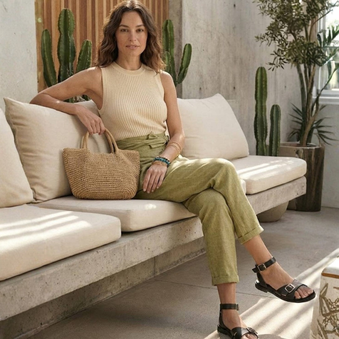 Pantalón Palazzo Mujer Cintura Alta Lazo Ajustable