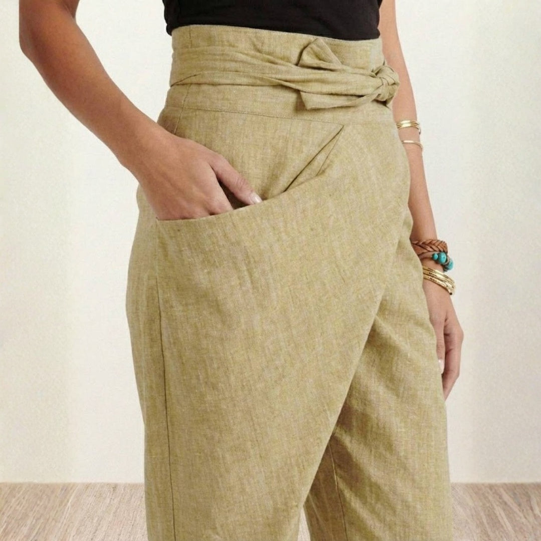 Pantalón Palazzo Mujer Cintura Alta Lazo Ajustable