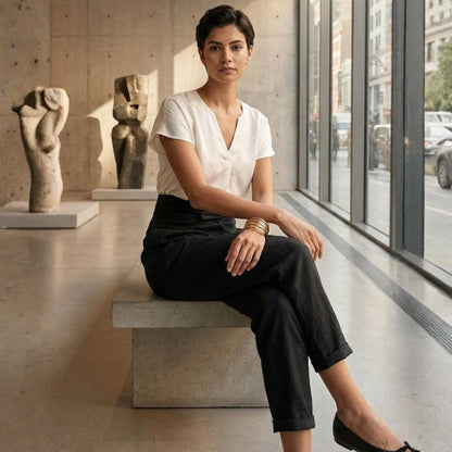 Pantalón Palazzo Mujer Cintura Alta Lazo Ajustable