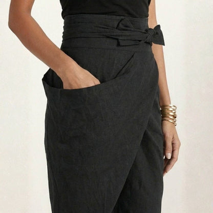 Pantalón Palazzo Mujer Cintura Alta Lazo Ajustable
