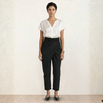 Pantalón Palazzo Mujer Cintura Alta Lazo Ajustable