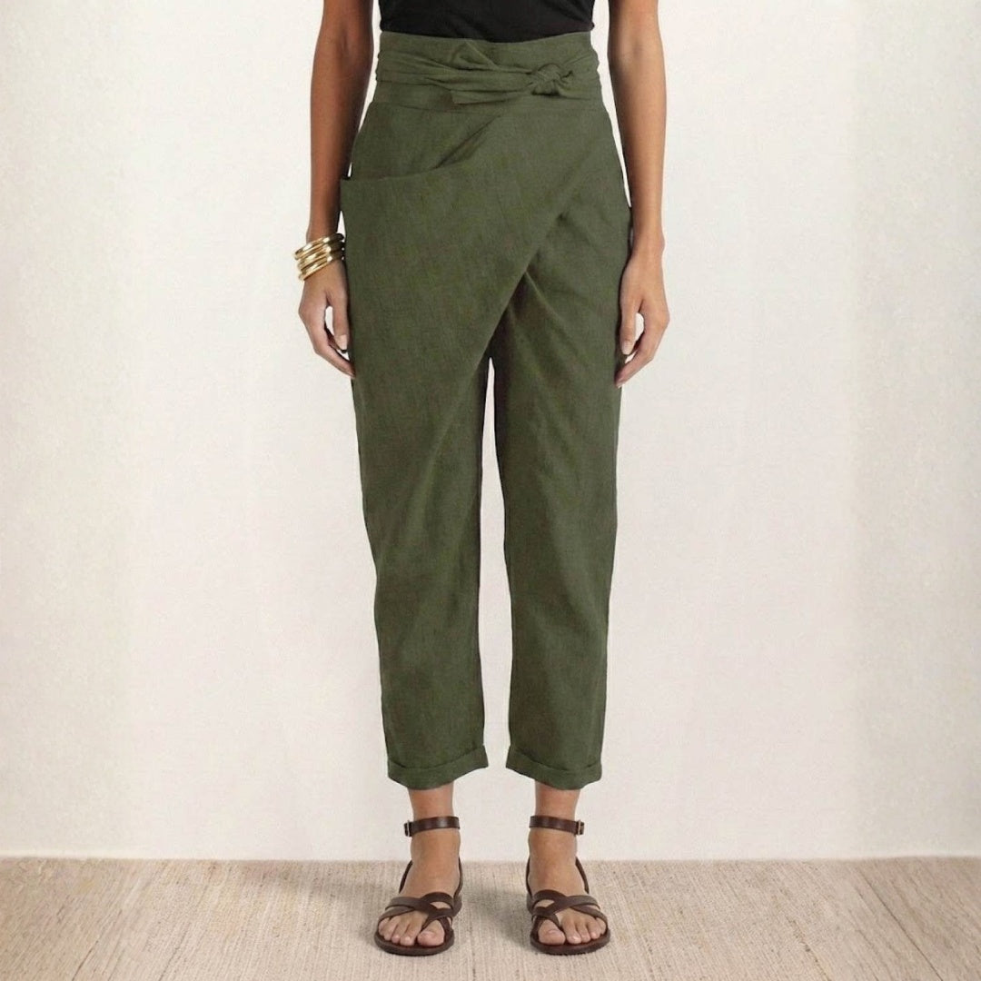 Pantalón Palazzo Mujer Cintura Alta Lazo Ajustable