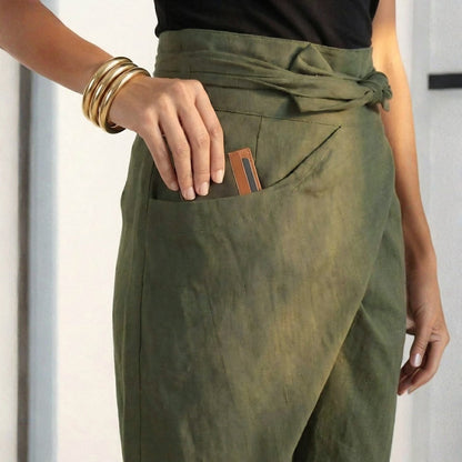 Pantalón Palazzo Mujer Cintura Alta Lazo Ajustable