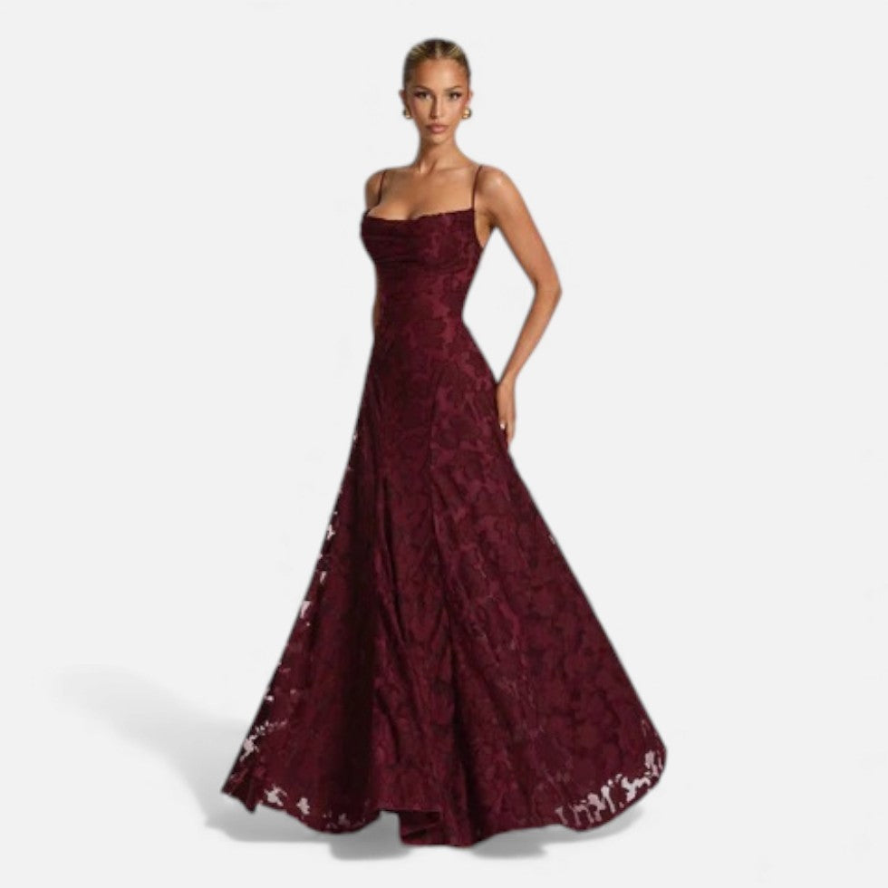 Vestido Largo Mujer de Encaje Tirantes Gala - Mavetta