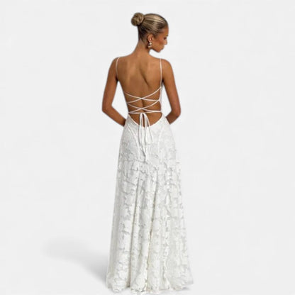 Vestido Largo Mujer de Encaje Tirantes Gala
