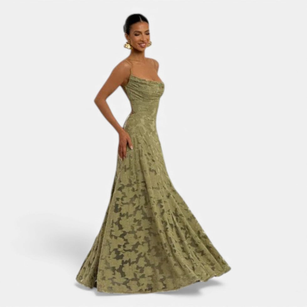 Vestido Largo Mujer de Encaje Tirantes Gala