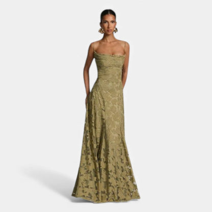 Vestido Largo Mujer de Encaje Tirantes Gala