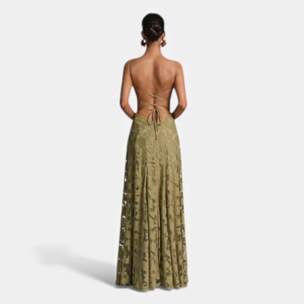 Vestido Largo Mujer de Encaje Tirantes Gala