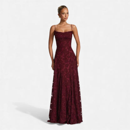 Vestido Largo Mujer de Encaje Tirantes Gala