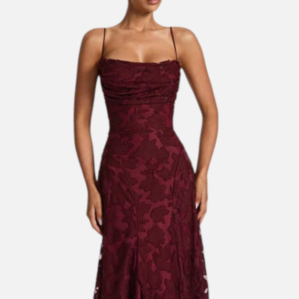 Vestido Largo Mujer de Encaje Tirantes Gala