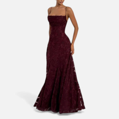 Vestido Largo Mujer de Encaje Tirantes Gala