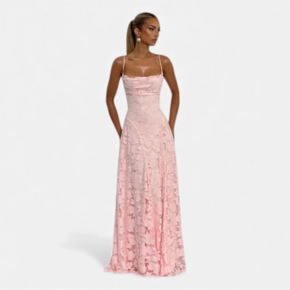 Vestido Largo Mujer de Encaje Tirantes Gala