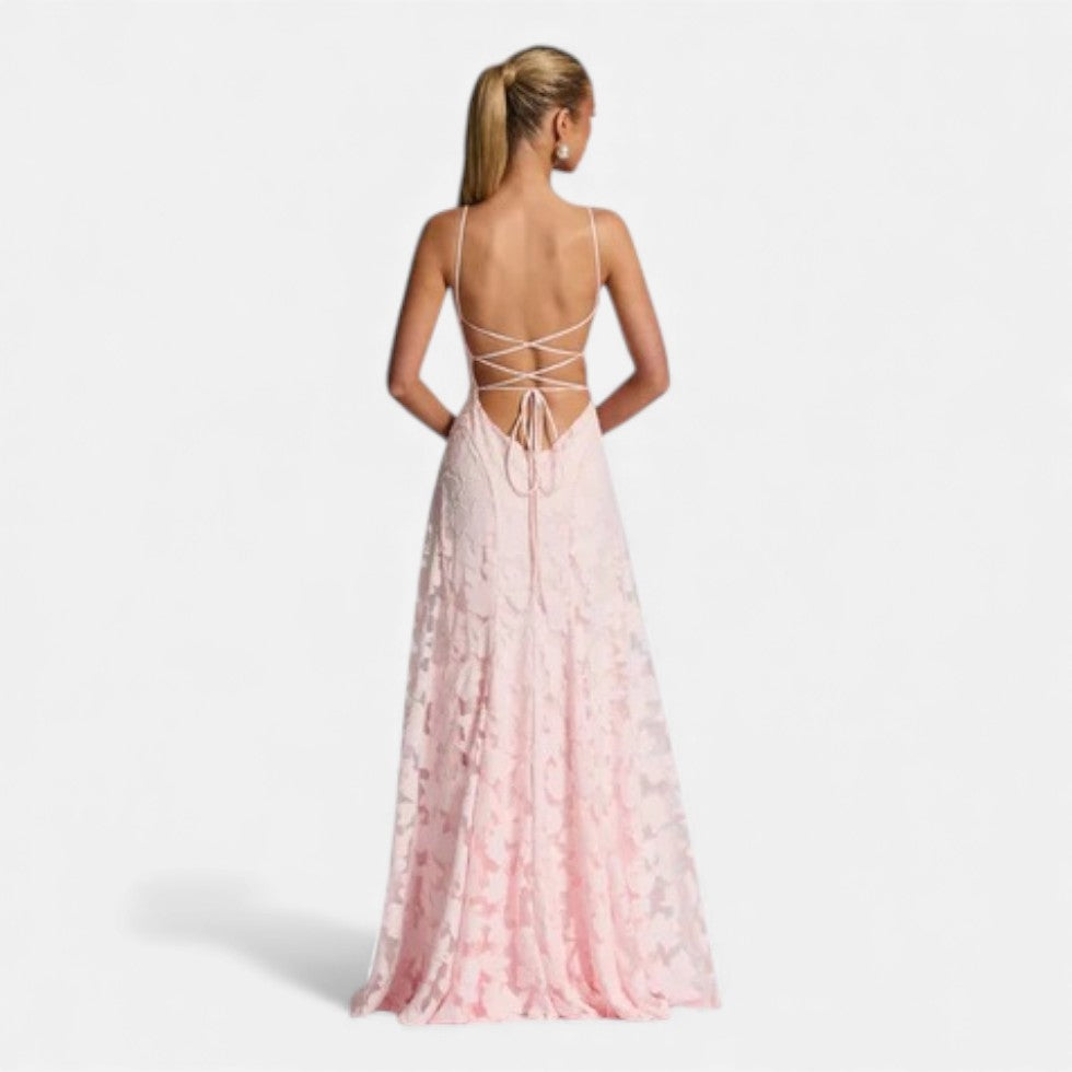 Vestido Largo Mujer de Encaje Tirantes Gala