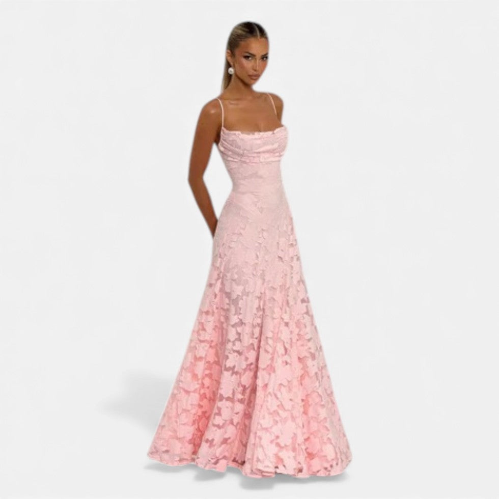 Vestido Largo Mujer de Encaje Tirantes Gala