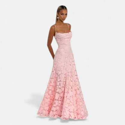 Vestido Largo Mujer de Encaje Tirantes Gala