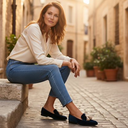 Mocasines Mujer Sin Cordones Detalle de Borlas