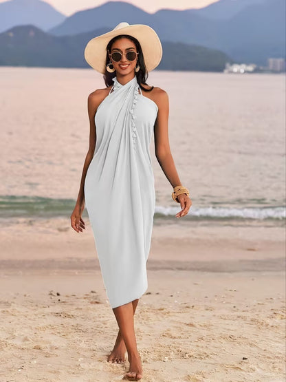 Pareo Playa Mujer Borlas Lateral