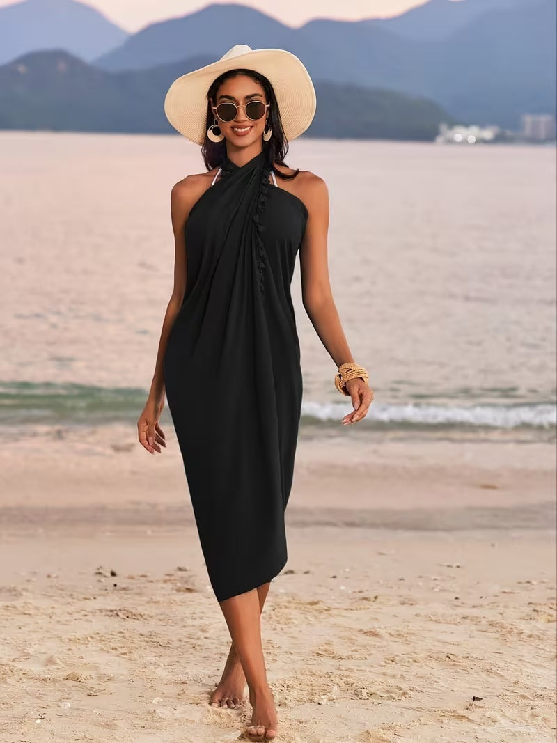 Pareo Playa Mujer Borlas Lateral
