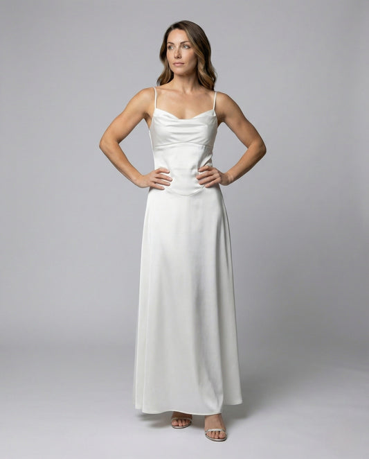Vestido Largo Mujer Satén Tirantes Estilo Lencero - Mavetta
