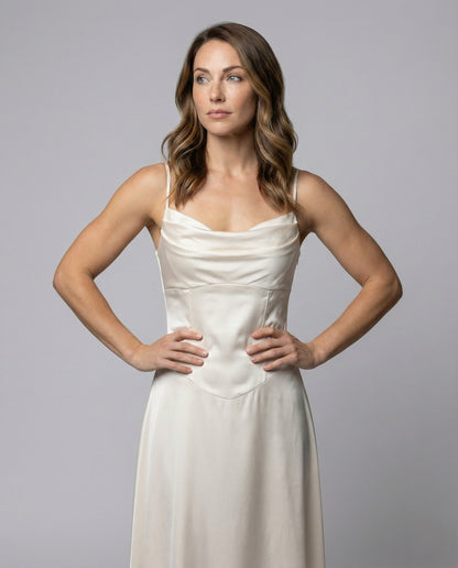 Vestido Largo Mujer Satén Tirantes Estilo Lencero