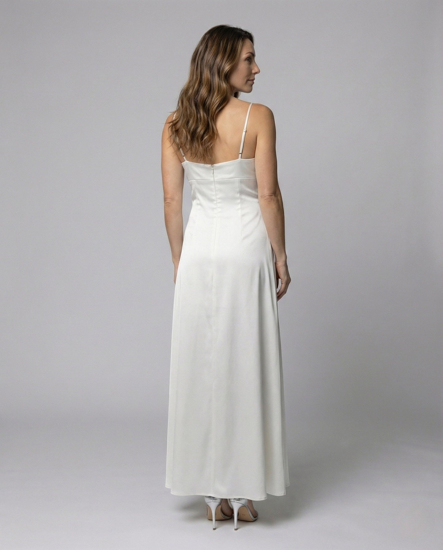 Vestido Largo Mujer Satén Tirantes Estilo Lencero
