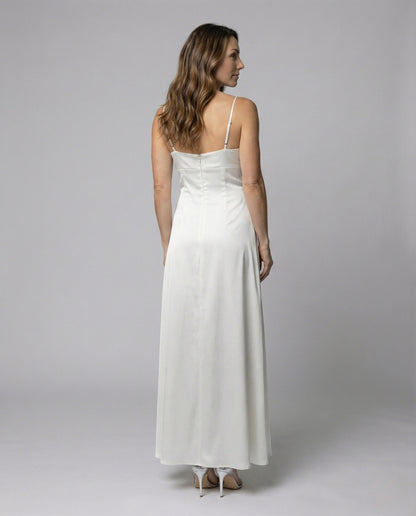 Vestido Largo Mujer Satén Tirantes Estilo Lencero