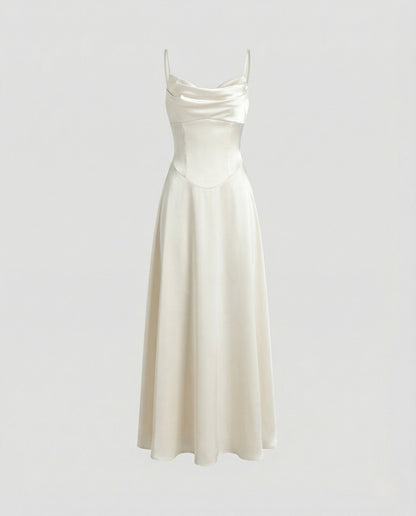 Vestido Largo Mujer Satén Tirantes Estilo Lencero