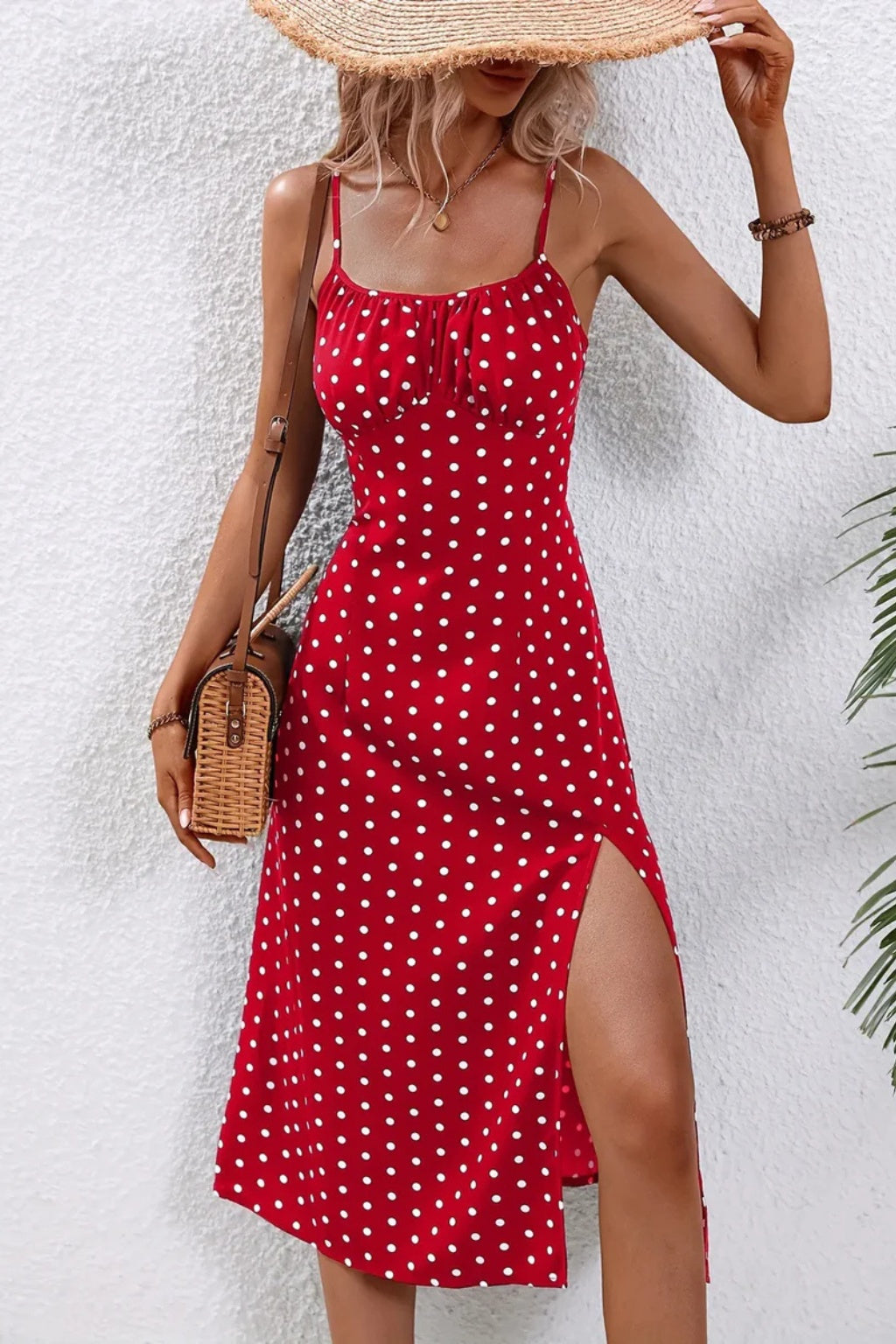Vestido Midi Mujer Estampado Floral Tirantes Abertura Lateral
