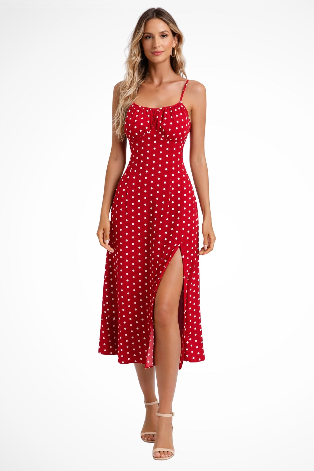 Vestido Midi Mujer Estampado Floral Tirantes Abertura Lateral