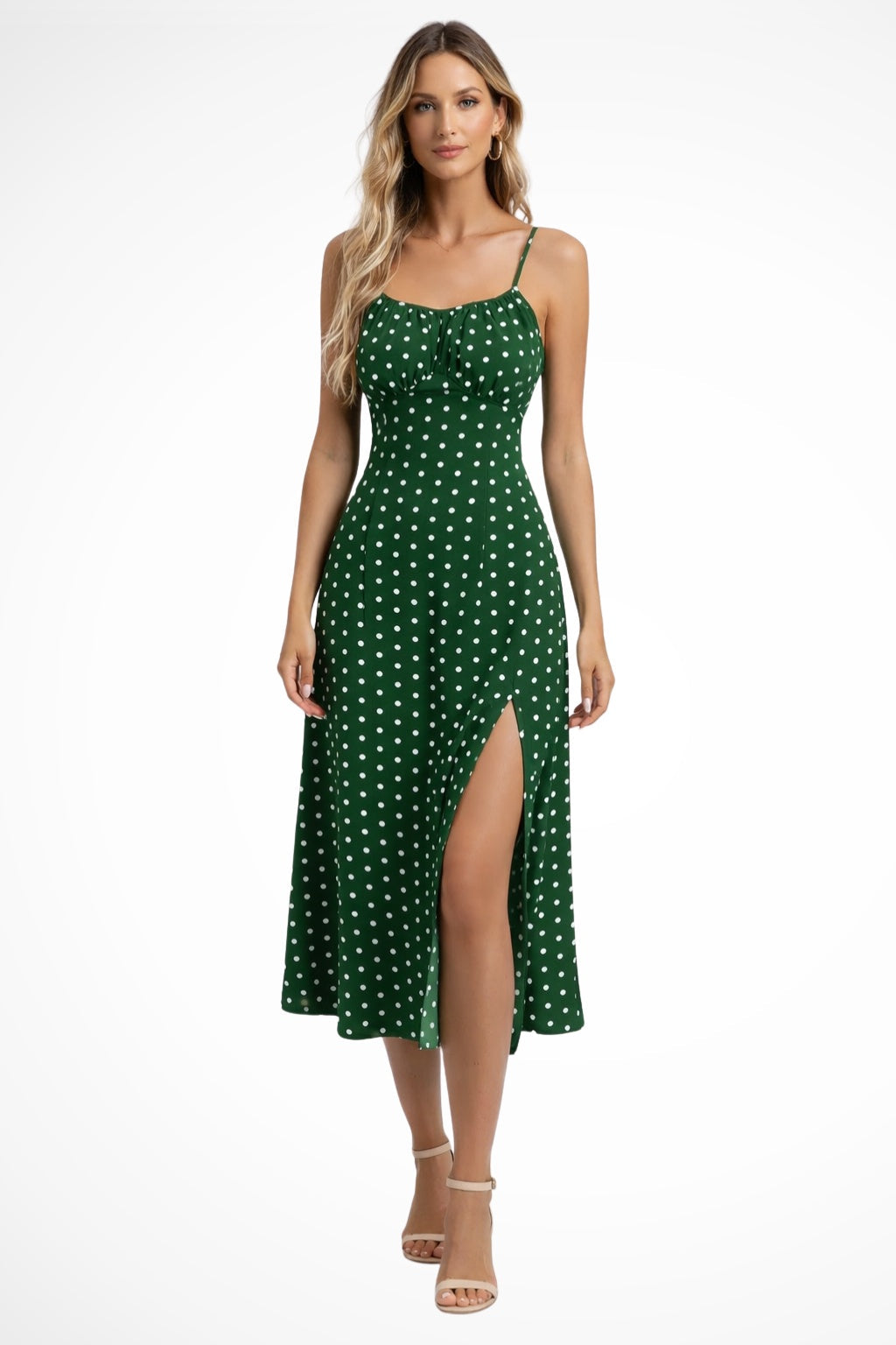 Vestido Midi Mujer Estampado Floral Tirantes Abertura Lateral