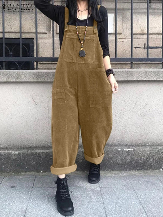Peto Mujer de Pana Pierna Ancha con Bolsillos y Tirantes - Mavetta