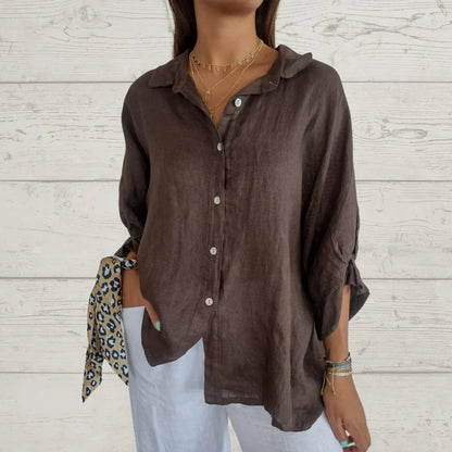 Blusa Mujer Abotonada de Algodón Estilo Clásico