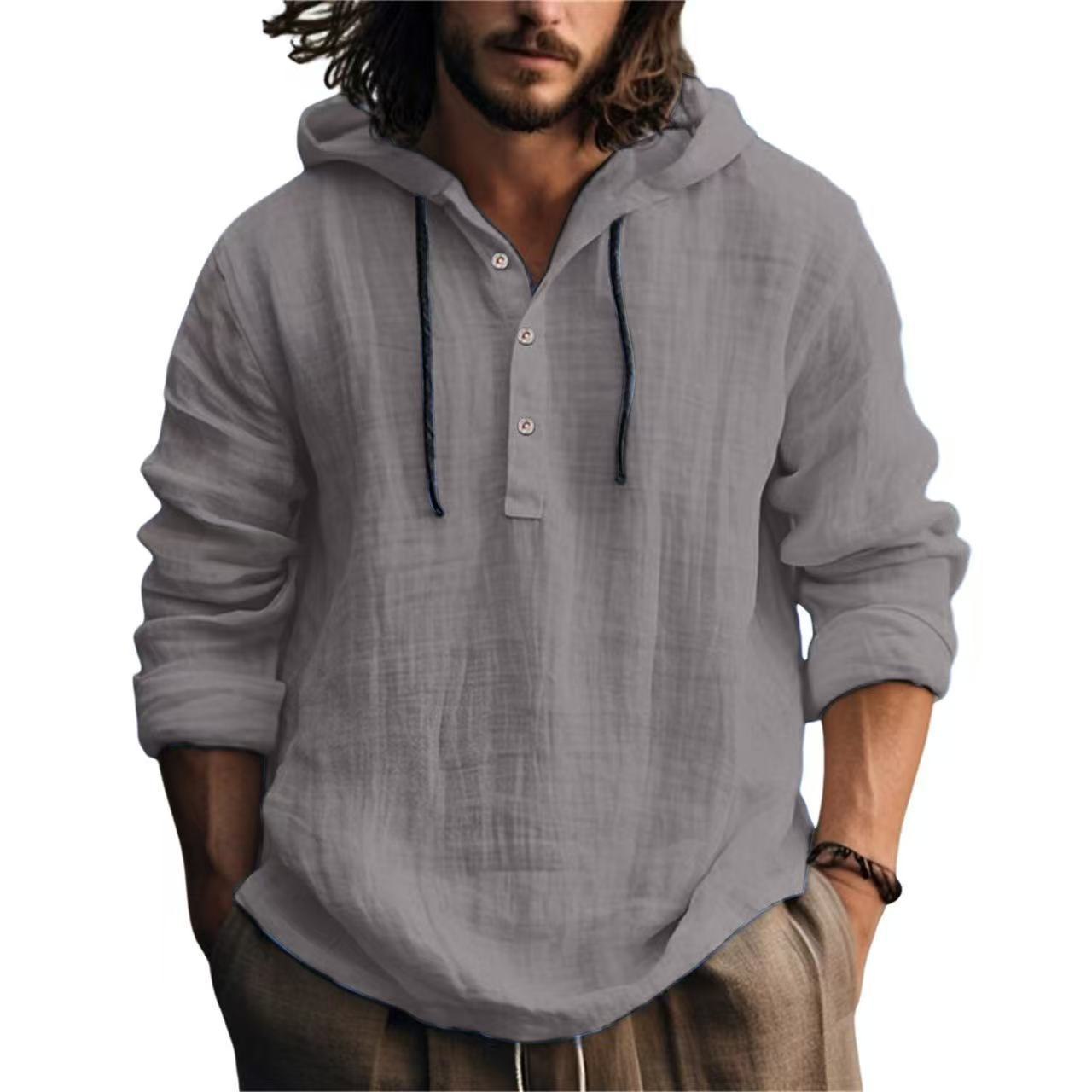 Camiseta con capucha hombre algodón transpirable estilo casual