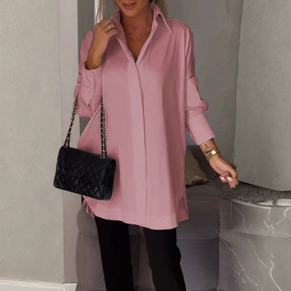 Camisa Mujer Oversized Algodón Manga Larga Cuello Clásico