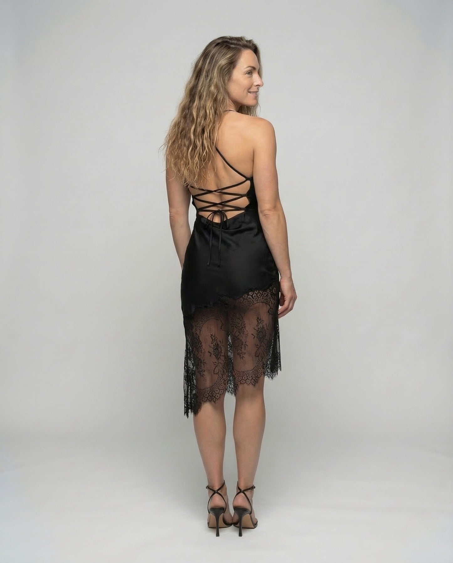 Vestido Lencero Mujer de Encaje Tirantes Ajustados